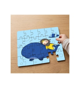 Müslüman Kızın Hayvan Sevgisi Tasarımlı 24 Parça Ahşap Çocuk Puzzle MPK0473