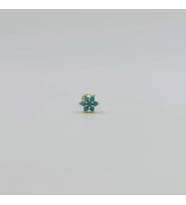 Gold Mavi Taşlı Çiçek Piercing Küpe Tragus