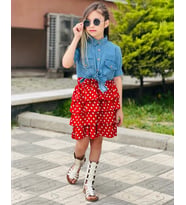 MODAVALS KIZ ÇOCUK KOT BOLEROLU PUANTİYE DETAYLI KIRMIZI ELBİSE 647892131