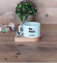 Aile Hekimi Kupa Bardak Kısa Ahşap Altlıklı Kaşıklı Tıp Bayramı Hediyesi