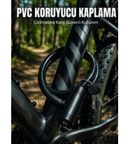 12 mm PVC Kaplamalı Bisiklet Kilidi 80 cm Anahtarlı Çelik Halat Kilit 2 Anahtarlı Güvenlik Kilidi