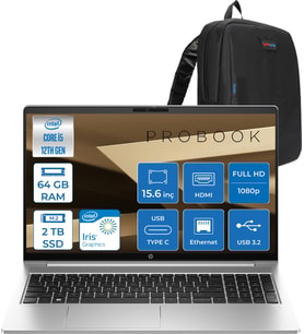 Hp Probook 450 G10 Intel Core I7 1355U 5ghz 64GB 2tb SSD Iris® Xe Graphics Freedos 15.6" IPS Fullhd (1920X1080) 250NITS Taşınabilir Bilgisayar H9969H2ETF34 + Zetta Çanta