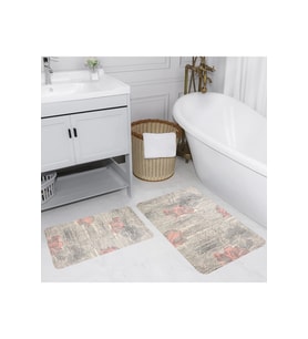 Rovigo Home Dijital Baskılı 2'li Banyo paspas Takımı RVG5207 (Pembe)