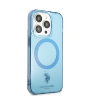Apple iPhone 14 Pro Max Uyumlu Kılıf U.S. POLO ASSN. M-safe Şarj Özellikli Transparan Tasarım Kapak (Mavi)