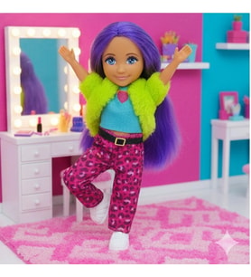 Ankiki Moda İkonu Bebek Figür 13 cm - Mor lı Hip-Hop Rüzgarı - 1 ADET