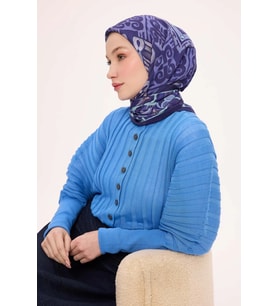 Dört Mevsim Antik Motif Viskon Velora Eşarp 6421 (Morcivert)