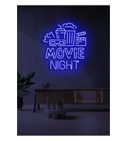 MOVIE NIGHT Yazılı ve Şekilli Neon Tabela