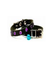 Cattie Gerçek Deriden El Yapımı Taşlı Kedi Boyun Tasması 1x21-25cm - Black