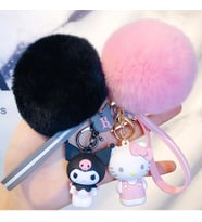 Kuromi Sanrio Silikon Anahtarlık  Pon Ponlu