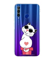Huawei Honor 20 Lite Uyumlu Kamera korumalı Kapak Coolcat Tasarımlı  Şeffaf Kılıf
