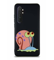 Xiaomi Mi Note 10 Lite Soft Premier Kapak Salyangoz Gary Tasarımlı Silikon Kılıf - Siyah (Şeffaf)