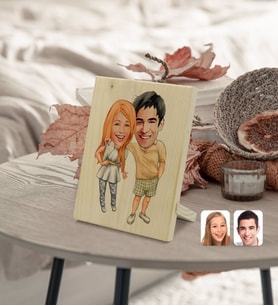 BK Gift Kişiye Özel Sevgililer Karikatürlü Dekoratif Ahşap Çerçeve Model 98