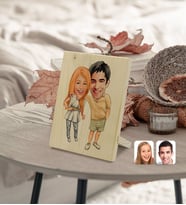 BK Gift Kişiye Özel Sevgililer Karikatürlü Dekoratif Ahşap Çerçeve Model 98