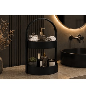3D Baskı İki Katlı Banyo Düzenleyici - Taşınabilir Organizer ve Saklama Standı-Siyah