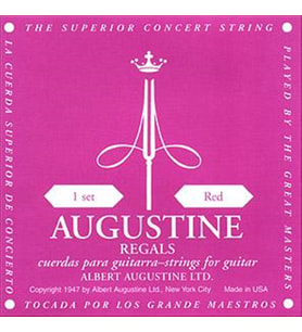 Augustine 650527 Klasik Gitar Tel Seti - Regals Red (Orta Tansiyon - Geleneksel)  Kristal Naylon Tizler, Sıcak ve Geleneksel İspanyol Gitar Tonu  Ölçü: 4/4 Klasik Gitarlar İçin (6'lı Tam Takım Set)