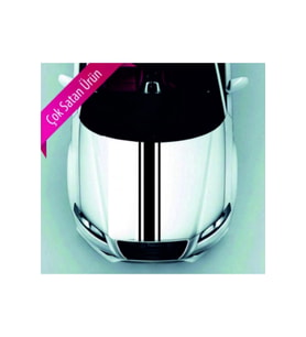 Oto Ön Kaput Çift İnce Çizgili Şerit Sticker Siyah 118*10-118*3 Cm
