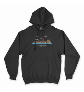 Golden Gate Siyah Kapşonlu Sweatshirt Hoddie