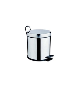 Pratik Banyo Çöp Kovası, 5L, Paslanmaz Metal, Krom Detaylı