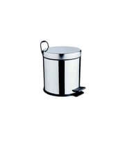 Pratik Banyo Çöp Kovası, 5L, Paslanmaz Metal, Krom Detaylı