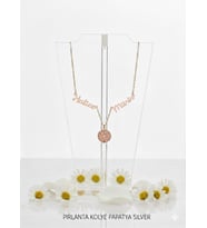 925 Ayar Kişiye Özel 2 İsimli Özel 0,03 CT Pırlanta Saatli Singapur Zincir İsim Kolye.rose.gold.rodaj