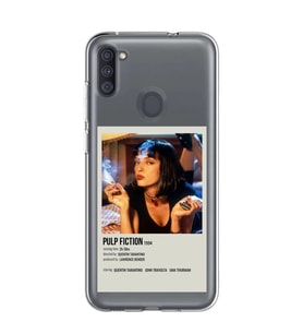 Samsung Galaxy M21 Uyumlu Pulp Fiction Minimalist Poster Desenli Şeffaf Telefon Kılıfı