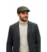 Erkek Haki Kapitone Desenli Kasket Şapka - Kışlık Flat Cap8176