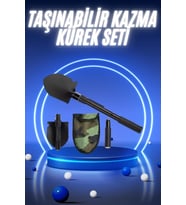 Pusulalı Katlanabilir Kazma Kürek Kamp Seti Kamp Küreği Portatif Çantalı