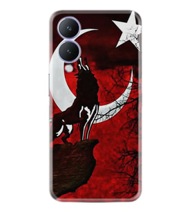 Vivo Y17S Kılıf Resimli Desenli Baskılı Silikon Wolf and Moon 2 1381