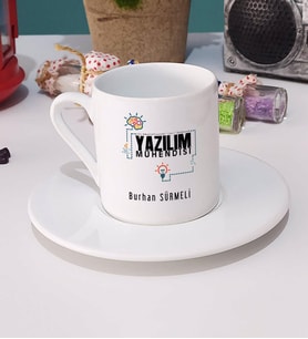 Yazılım Mühendisi Türk Kahvesi Fincanı Beyaz