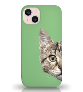 Apple iPhone 13 Uyumlu Lansman Kılıf Catface Tasarımlı Altı Kapalı İçi Kadife Kaplı Silikon Kapak (Şeffaf)