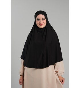 Siyah Pratik Hazır Geçmeli Tesettür Eşarp Viskon Pratik Namaz Örtüsü 2201_01
