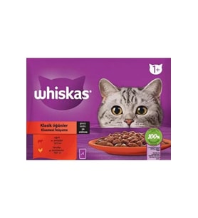 Whiskas Sığırlı Ve Tavuklu Yetişkin Kedi Yaş Maması 4x85 gr (13 PAKET,52 ADET TE
