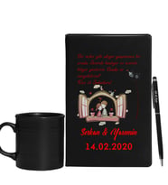 Sevgililer Gününe Özel Siyah Defter Kalem & Varil Kupa Hediye Seti 8