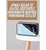Powerbankli Bluetooth Kulaklık Yüksek Ses Aynalı Çift Dijital Gösterge Ekranı