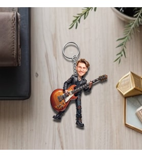 Kişiye Özel Gitar Tasarımlı Karikatürlü Anahtarlık - ( 2 ADET )