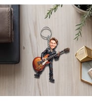 Kişiye Özel Gitar Tasarımlı Karikatürlü Anahtarlık - ( 2 ADET )