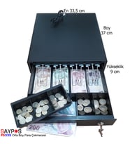Saypos Metal Yazarkasa Para Çekmecesi Orta Boy 4 Banknot 5 Bozuk Para Gözlü 33,5x37x9cm