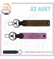 Motosiklet Aşıkları İçin İsim Plaka, 0 (+) Kan Grubu Yazılı Kişisel x2 Anahtarlık, Kahve-Pembe-Laci (Çok Renkli)