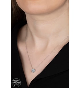 SWAROVSKİ CRYSTAL YUVARLAK  925 AYAR GÜMÜŞ KOLYE