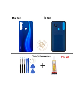 Xiaomi Redmi Note 8 Neptün Mavisi Uyumlu Arka Kapak + Yapıştırıcı ve Vida Seti