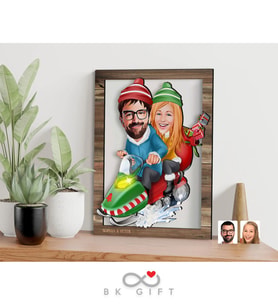 BK Gift Kişiye Özel Yeni Yıl Sevgililer Karikatürlü 3D Ahşap Tablo-6