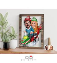 BK Gift Kişiye Özel Yeni Yıl Sevgililer Karikatürlü 3D Ahşap Tablo-6