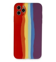 Newface Apple iPhone 11 Pro Kılıf Ebruli Lansman Silikon - Kırmızı-Mor