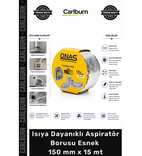 Özel Üretim Alüminyum Mutfak Havalandırma Isıya Dayanıklı Aspiratör Borusu Esnek 150 mm x 15 mt