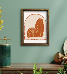 BK Gift Kaktüs Tasarımlı Doğal Masif Ahşap Çerçeveli Tablo 30x40cm-23