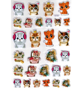 Sticker Kabartmalı A4 Boyutunda Stiker Defter, Planlayıcı Etiket-(lim525) - Kedi Çıkartma
