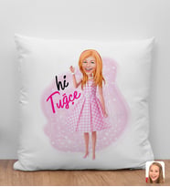 Bk Gift Kişiye Özel Barbie Karikatürlü Beyaz Yastık-5, Barbie Filmi, Barbie Hediyelik Eşya, Arkadaşa Hediye