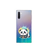 Samsung Galaxy Note 10 ile Uyumlu Splash Panda Tasarımlı Şeffaf Silikon Kılıf