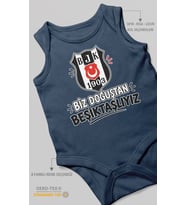 Biz Doğuştan Beşiktaşlıyız Sıfır Kollu Bebek Zıbını %100 Pamuk