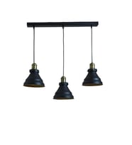 Dylight Retro Metal Siyah 3 Lü Masa üstü Sıralı Dekoratif Rustik Sarkıt Avize 60 cm genişlik